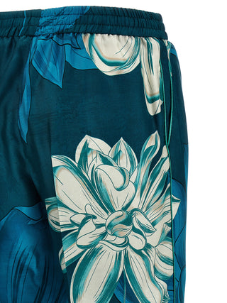 Multicolor Silk Casual Pants