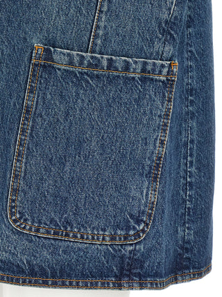 Blue Cotton Sleeveless Jacket