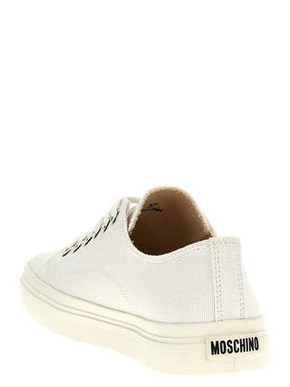 White Cotton Low Top Sneakers