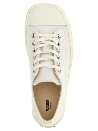 White Cotton Low Top Sneakers