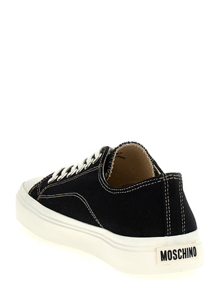 Black Cotton Low Top Sneakers
