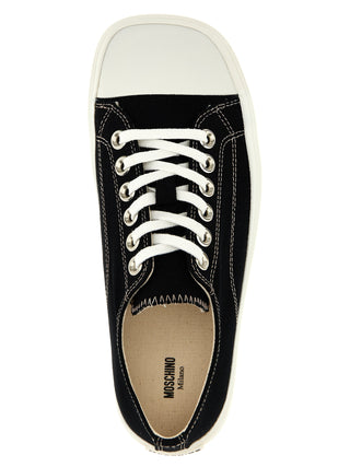 Black Cotton Low Top Sneakers