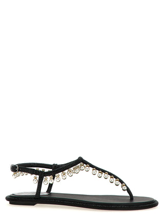 Sandalias planas de viscosa negras
