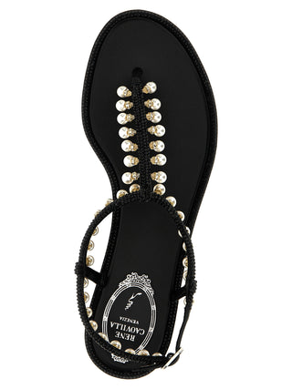 Black Viscose Flat Sandals