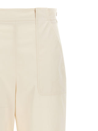 White Cotton Casual Pants
