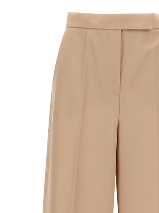 Beige Virgin Wool Casual Pants