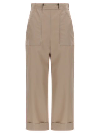 Beige Cotton Casual Pants