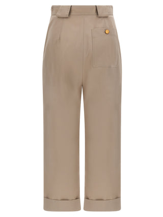 Beige Cotton Casual Pants