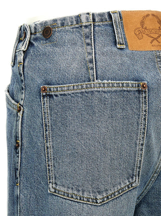 Blue Cotton Straight-Leg Jeans
