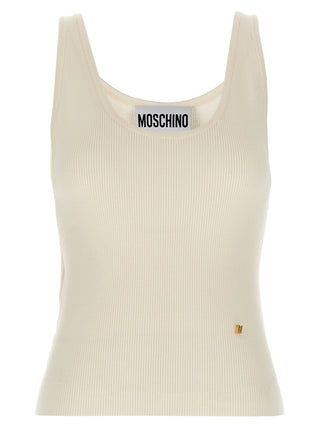 White Virgin Wool Sleeveles T-Shirt