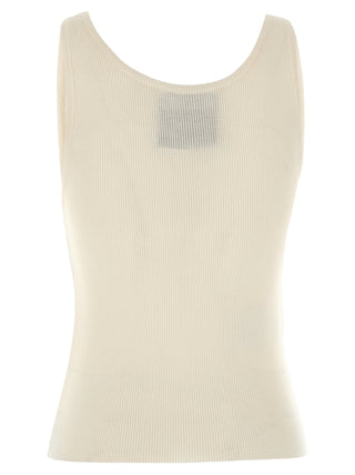 White Virgin Wool Sleeveles T-Shirt