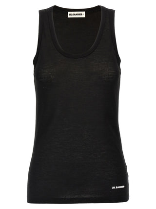 Black Cotton Sleeveles T-Shirt