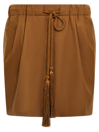 Brown Virgin Wool Long Skirt