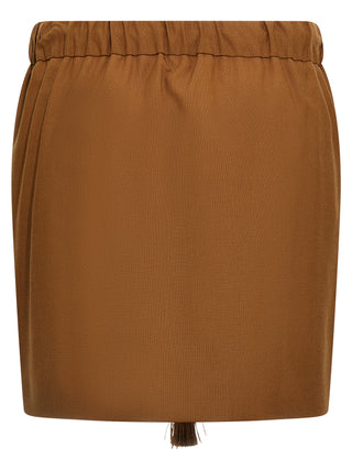 Brown Virgin Wool Long Skirt