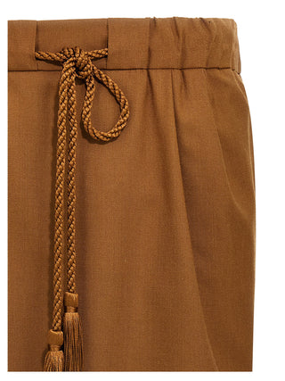 Brown Virgin Wool Long Skirt