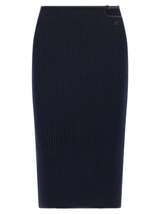 Blue Viscose Midi Skirt