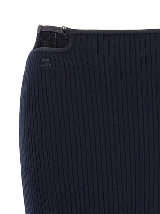 Blue Viscose Midi Skirt