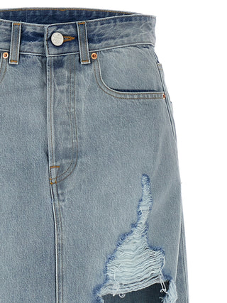 Blue Cotton Mini Skirt