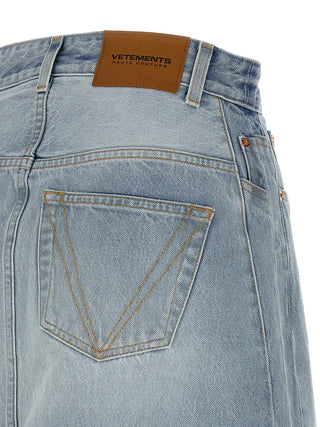 Blue Cotton Mini Skirt