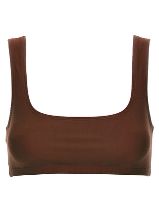 Brown Polyamide Tank Tops