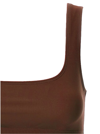 Brown Polyamide Tank Tops