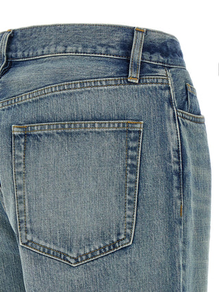 Blue Cotton Straight-Leg Jeans