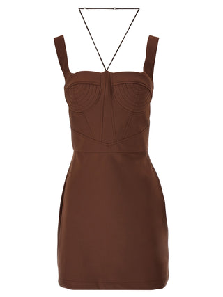 Brown Polyamide Short Dress