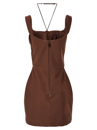 Brown Polyamide Short Dress