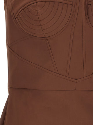 Brown Polyamide Short Dress