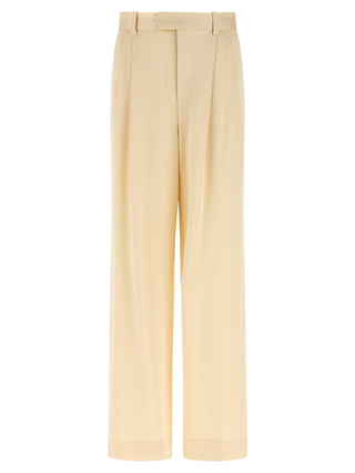 Beige Viscose Casual Pants