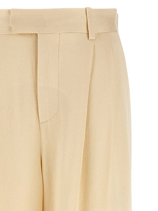 Beige Viscose Casual Pants