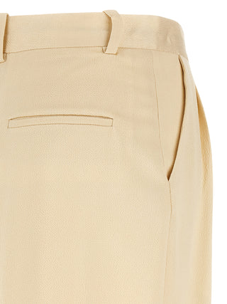 Beige Viscose Casual Pants