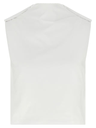 White Cotton Sleeveles T-Shirt