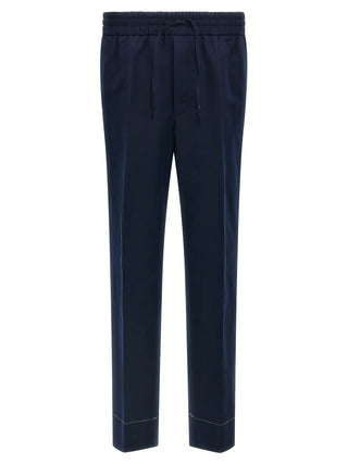 Blue Linen Casual Pants