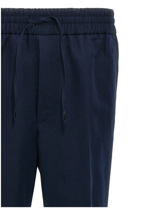 Blue Linen Casual Pants