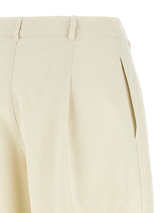 Beige Cotton Casual Pants