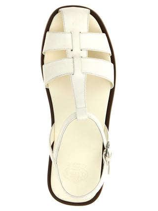 White Lamb Leather Flat Sandals