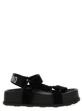 Black Calfskin Flat Sandals