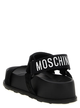 Black Calfskin Flat Sandals
