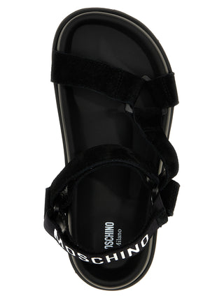 Black Calfskin Flat Sandals