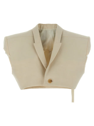 Beige Cotton Sleeveless Jacket
