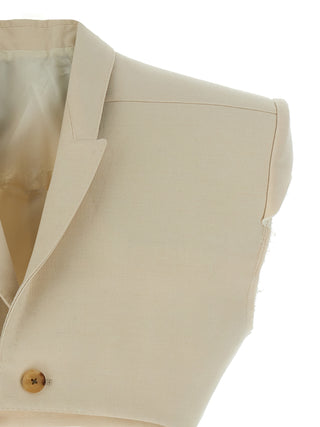 Beige Cotton Sleeveless Jacket