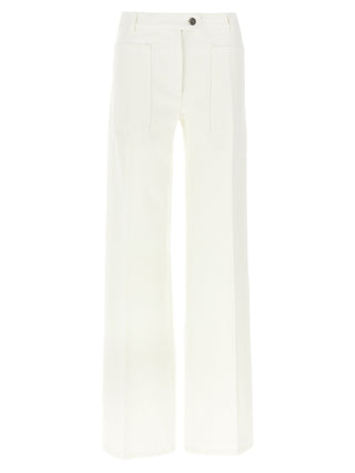 Jeans de algodón blanco de pierna recta