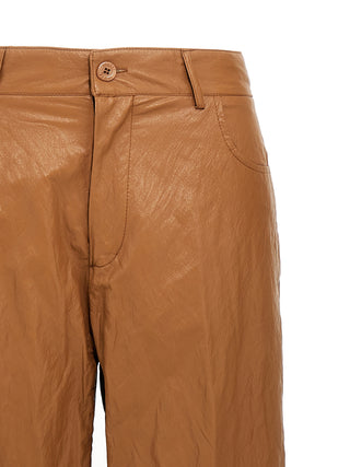 Brown Viscose Casual Pants