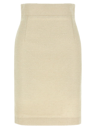Beige Cotton Midi Skirt