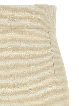 Beige Cotton Midi Skirt