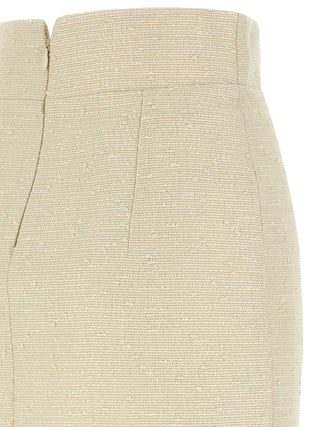 Beige Cotton Midi Skirt