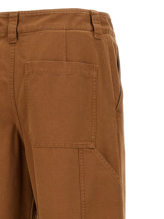 Brown Cotton Casual Pants