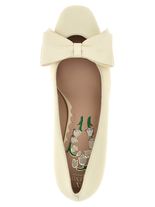White Goatskin Mid Heel Pumps
