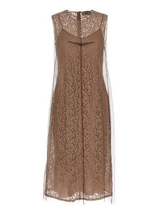 Beige Cotton Midi Dress